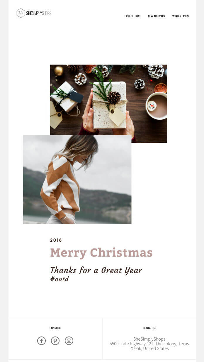 Holiday Email Example by She Simply Shops