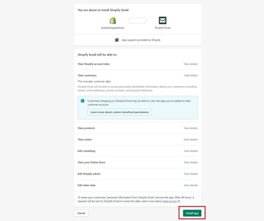 Shopify email installation process 