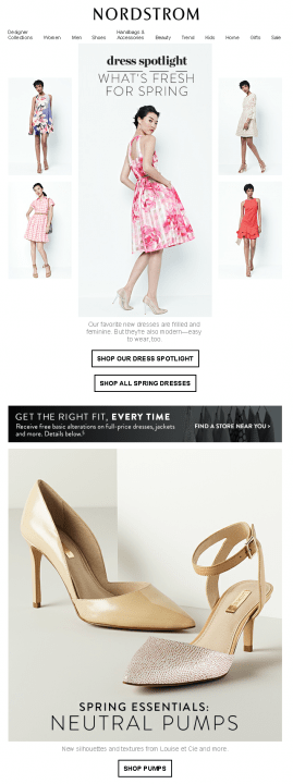 Nordstrom email example with spring offers