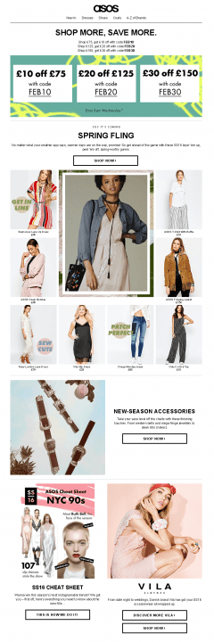 ASOS email newsletter spring offer