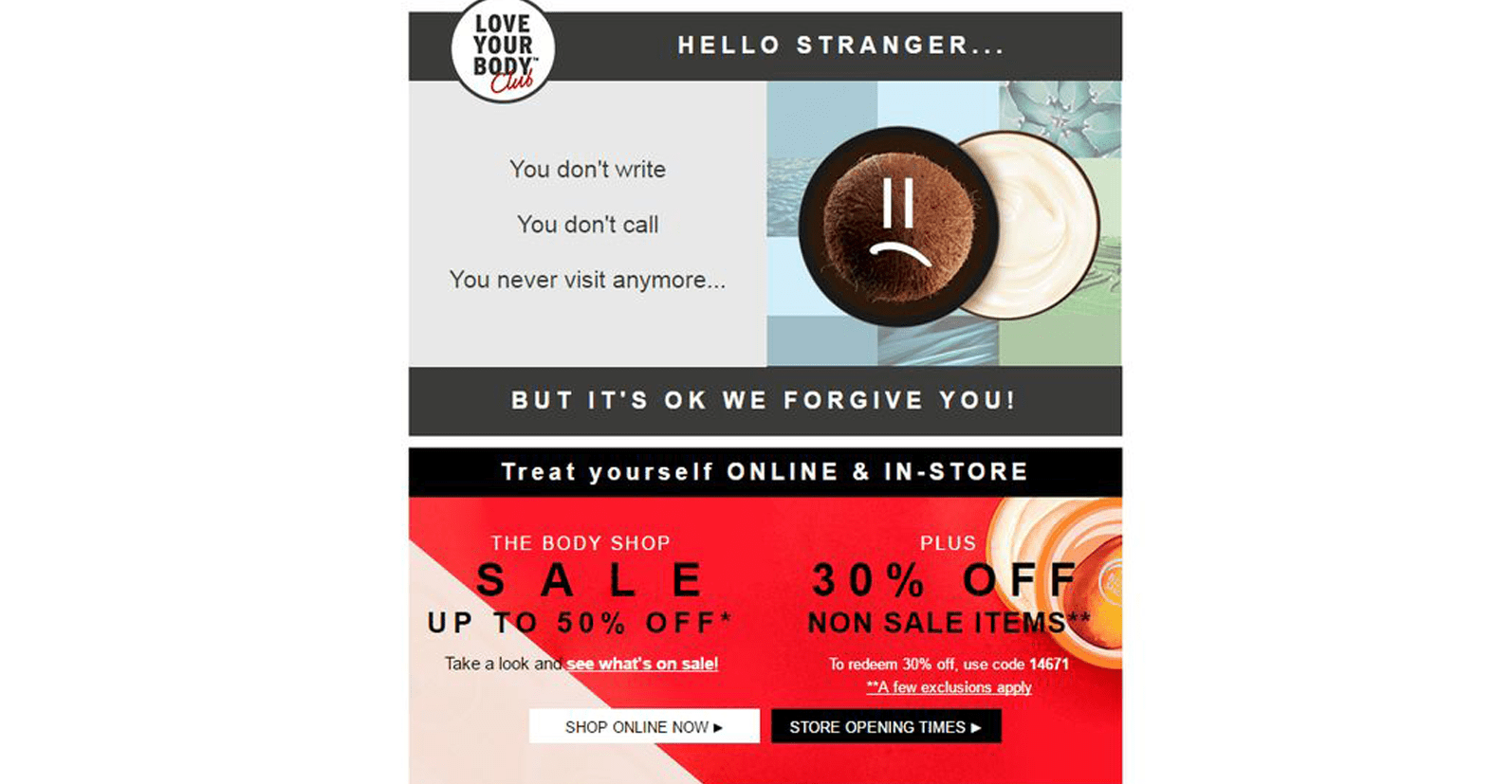 The Body Shop reactivation email