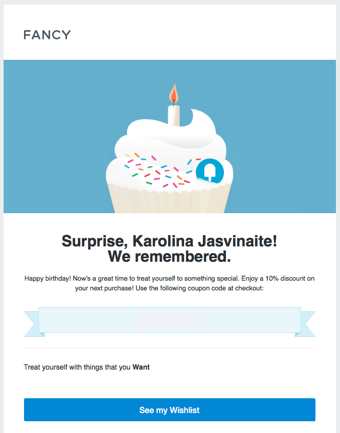 Fancy birthday email example