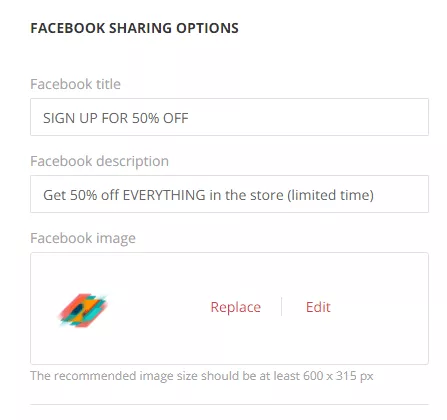 With our newly redesigned landing pages, you can change the information that will be shown on Facebook