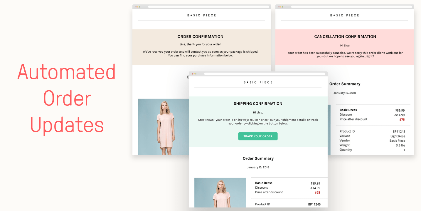 Try out our new automated order updates to send out shipping confirmation and cancellation confirmation emails