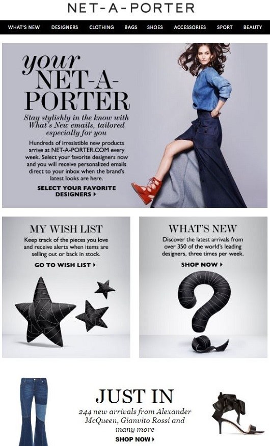 Net-A-Porter's welcome email