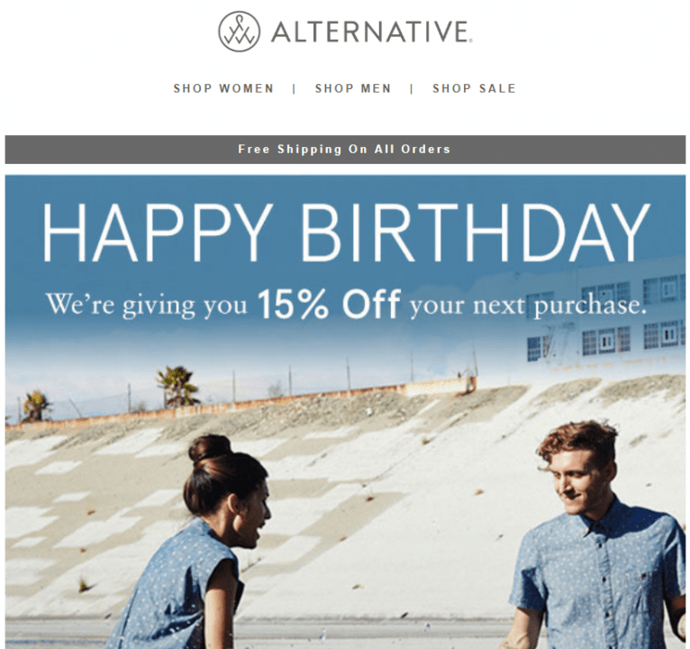 happy birthday email with a discount