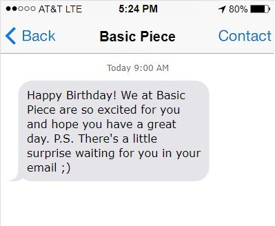 Use the new SMS marketing feature to send delightful birthday messages to your subscribers