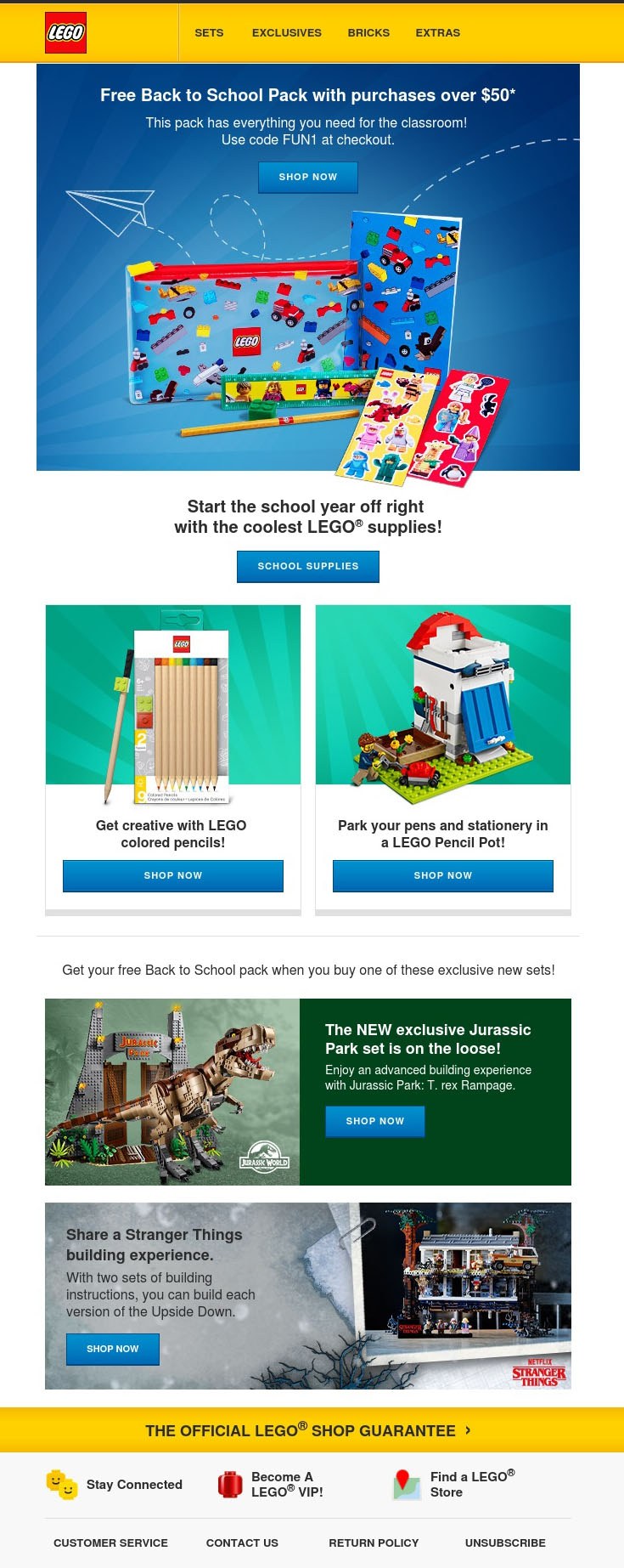 Lego back to school email newsletter
