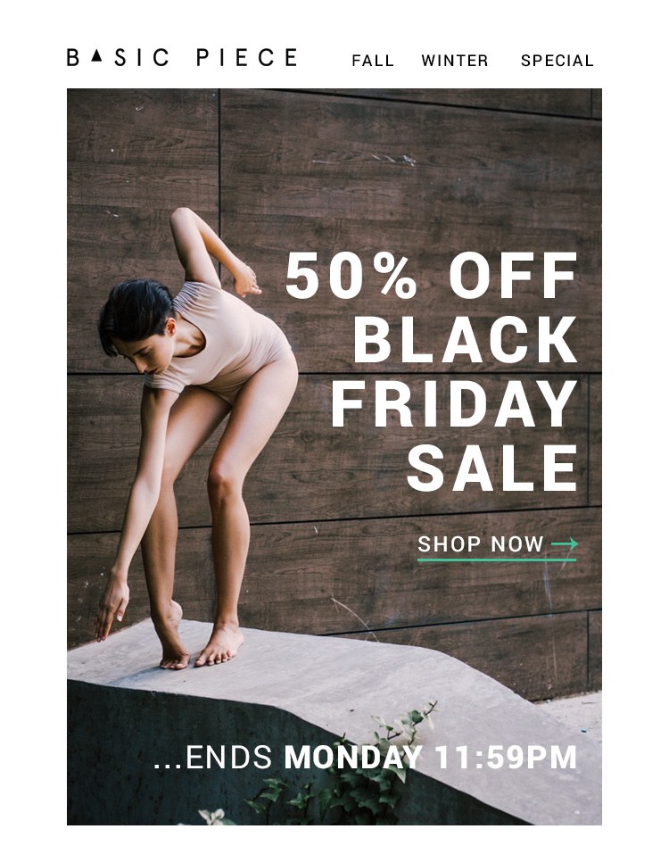 Minimalist and bold email template for Black Friday email