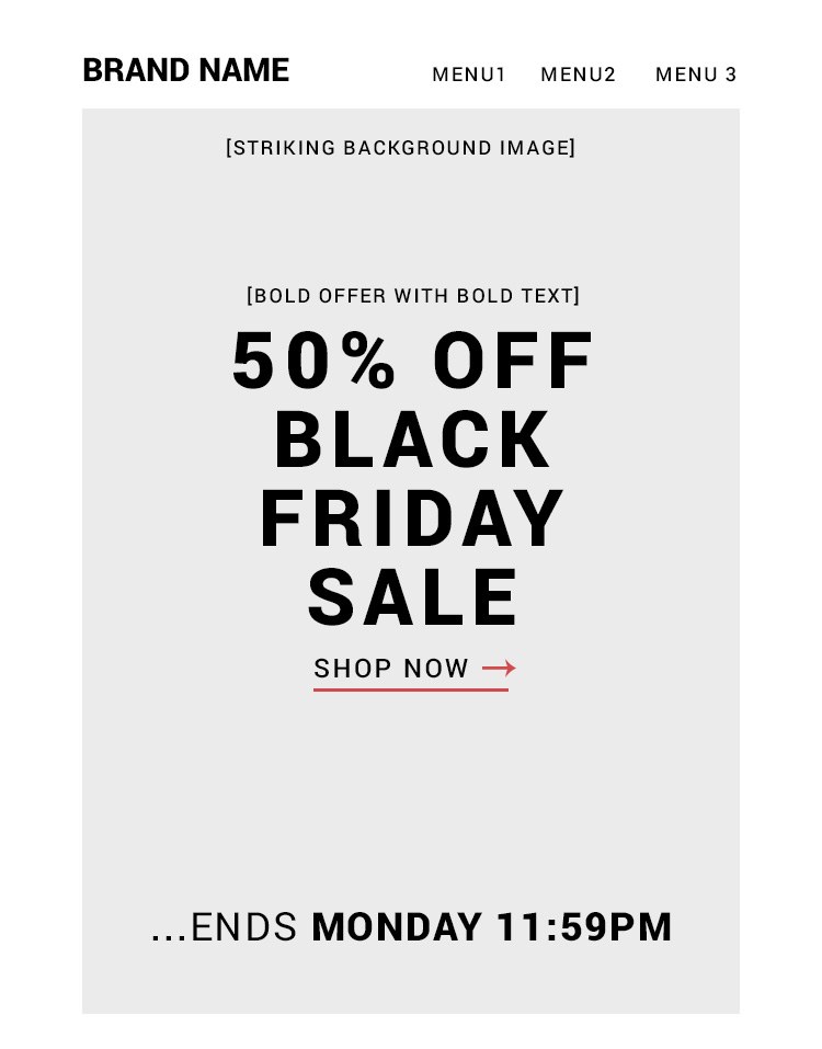Black Friday email template: minimalist and bold