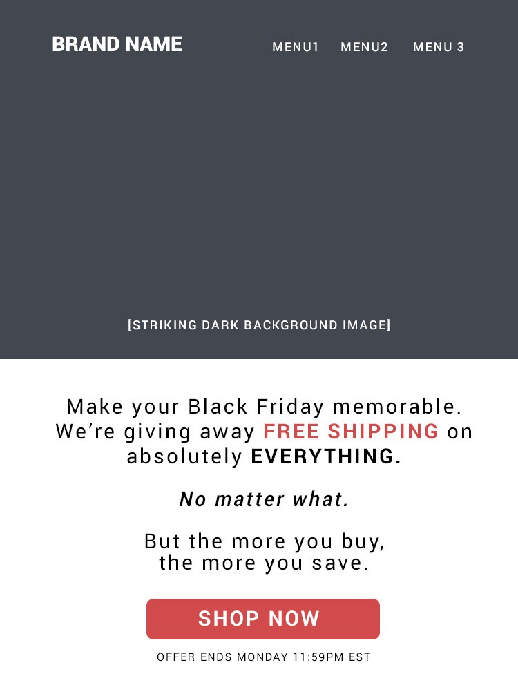 Email examples for: black friday