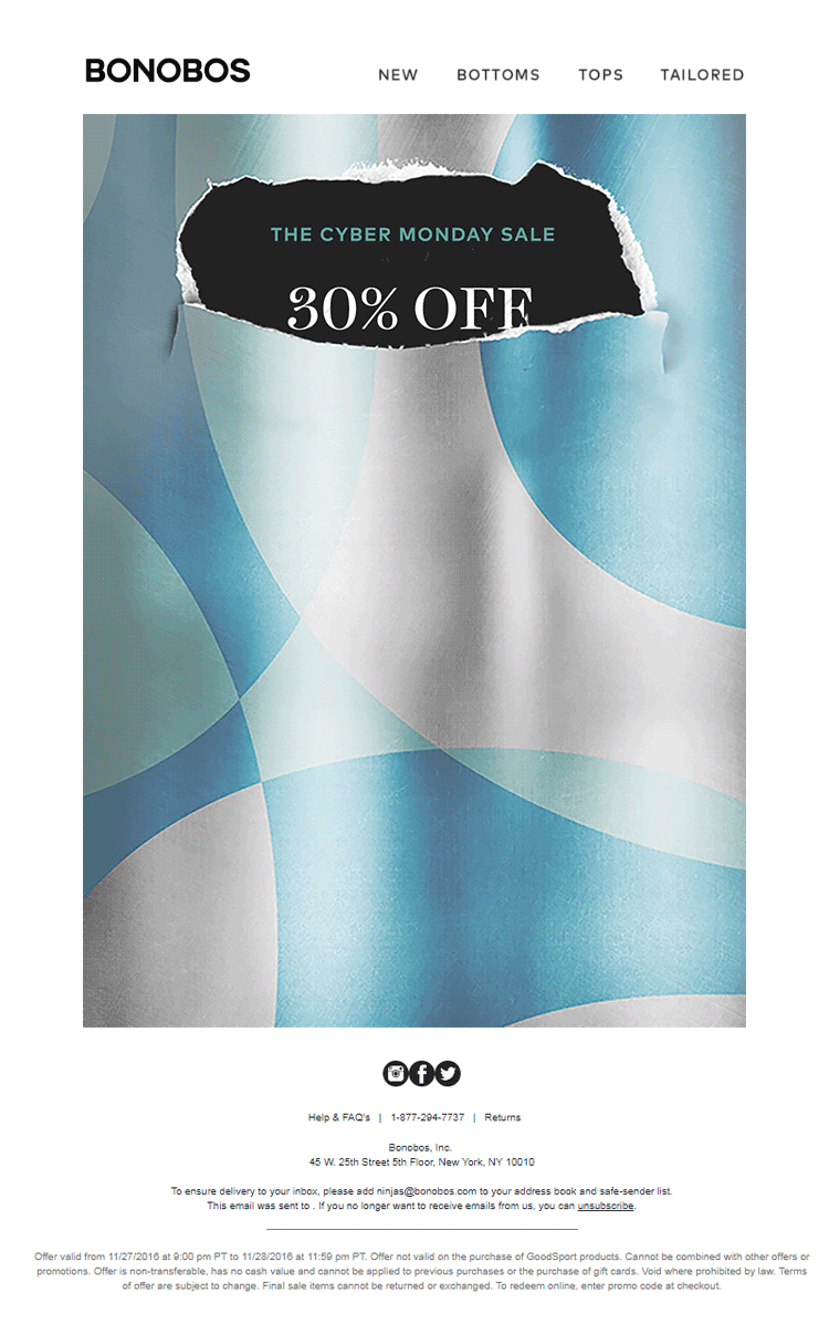 Bonobos giffy Black Friday email