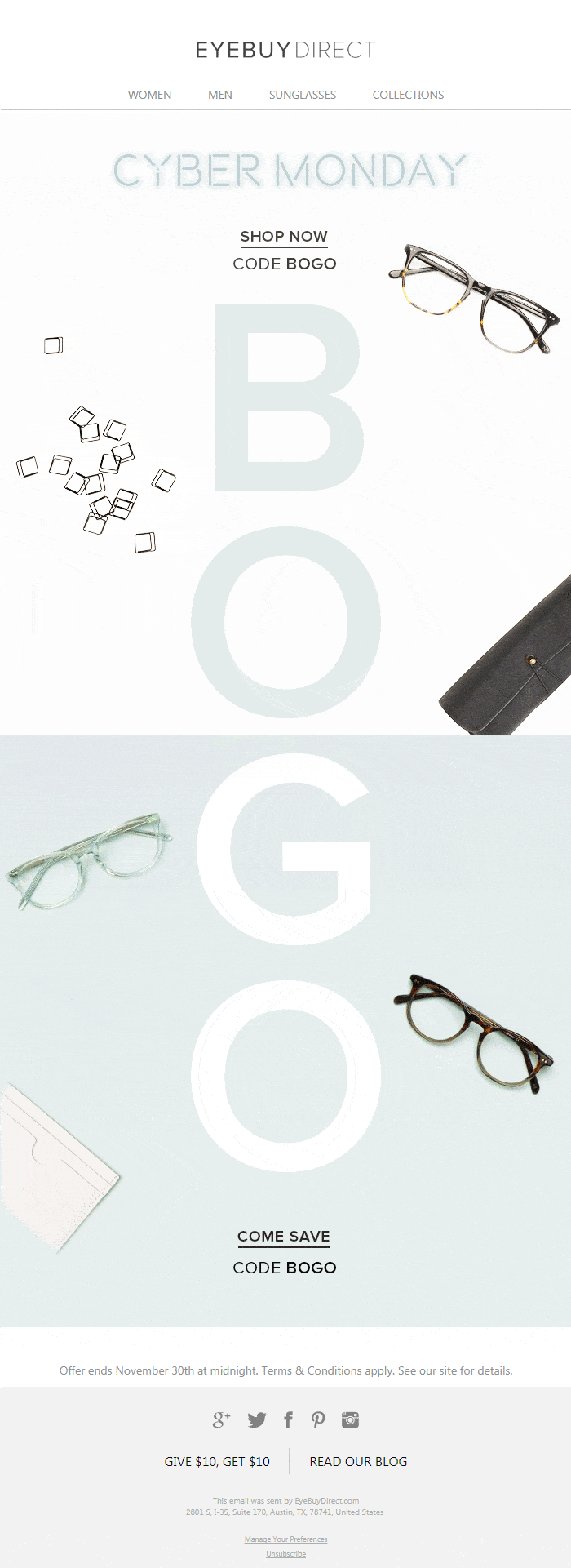 EyeBuy Direct - Simply, clean gif in email