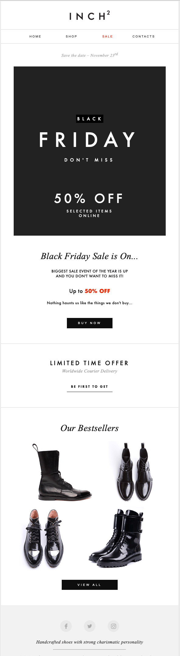 inch black friday email campaign