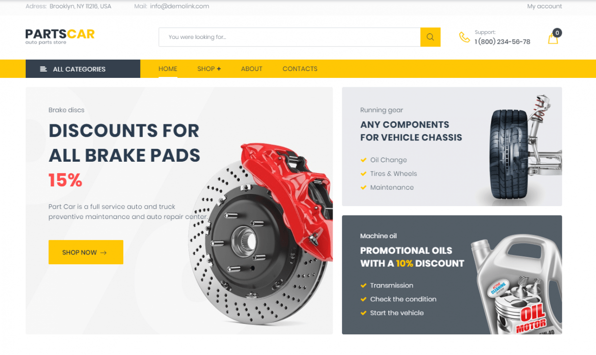 woocommerce theme partscar