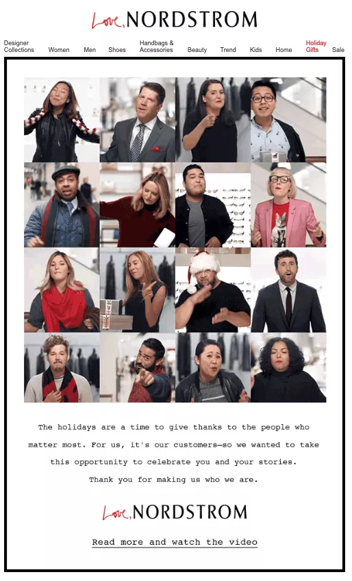 nordstrom holiday thank you email example