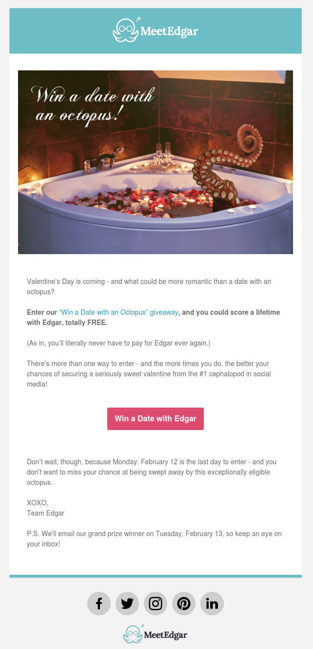 Valentinstag-Newsletter von MeetEdgar