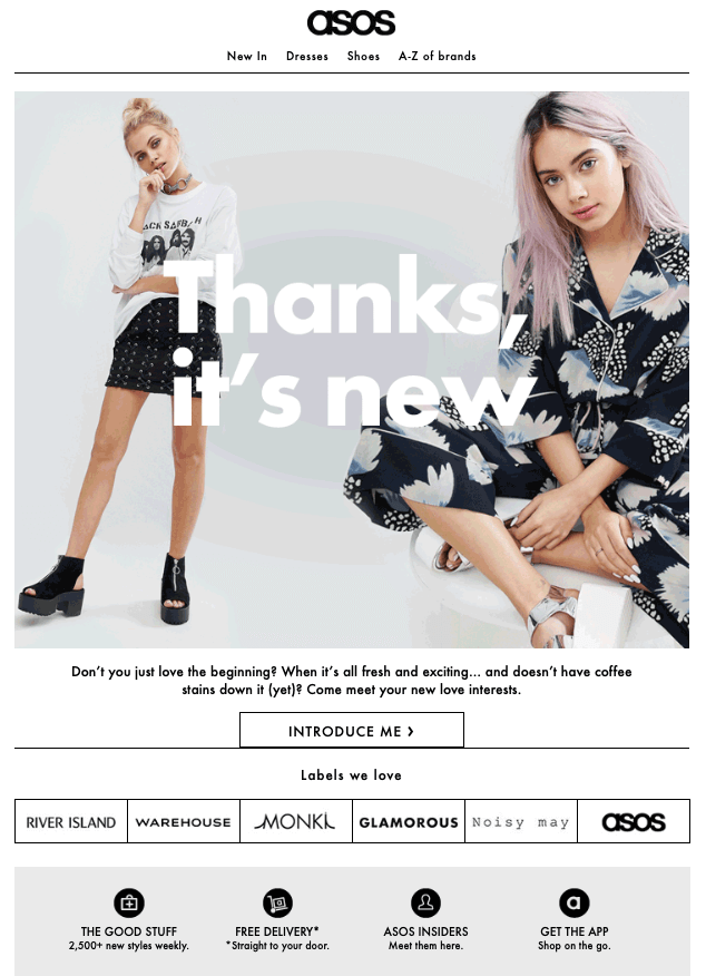 Boletim informativo por e-mail do dia dos namorados da Asos