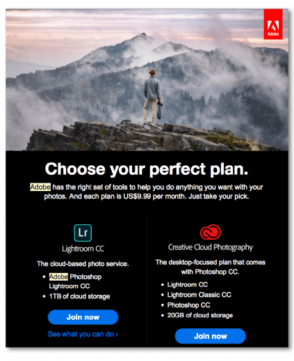 email marketing example - Adobe