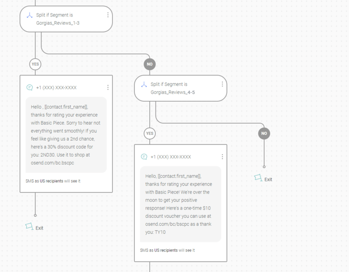 SMS two-way customer responses