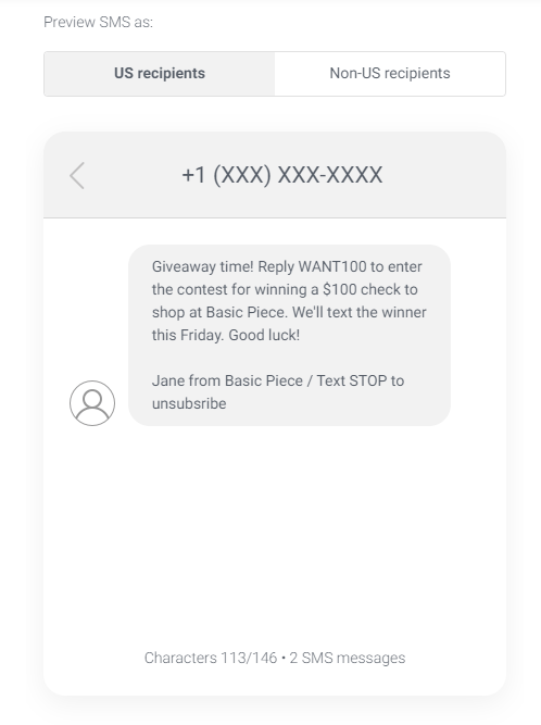two-way SMS preview response