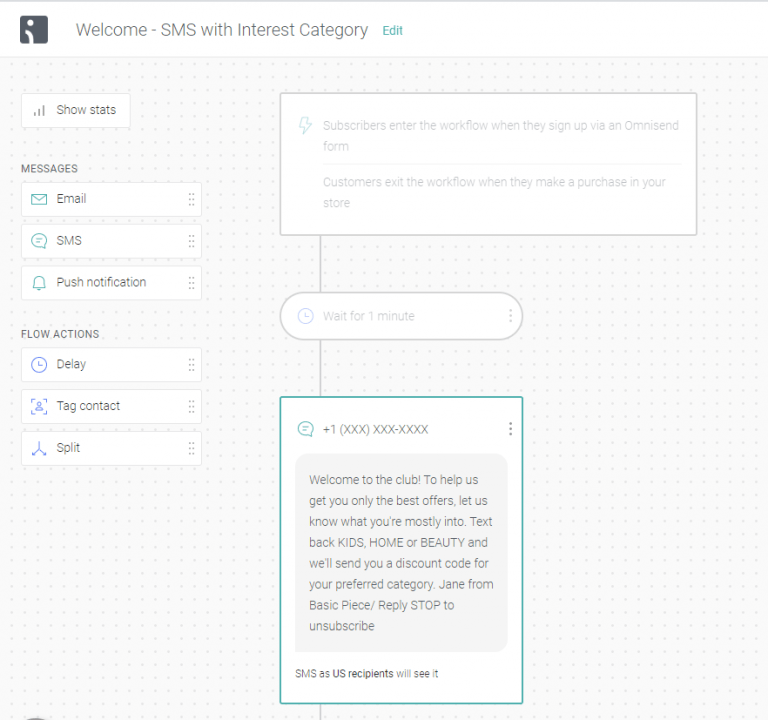 Welcome SMS with Interest