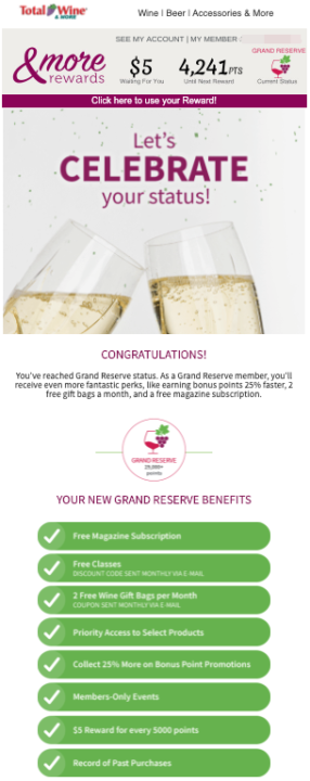 email with perks and bonuses