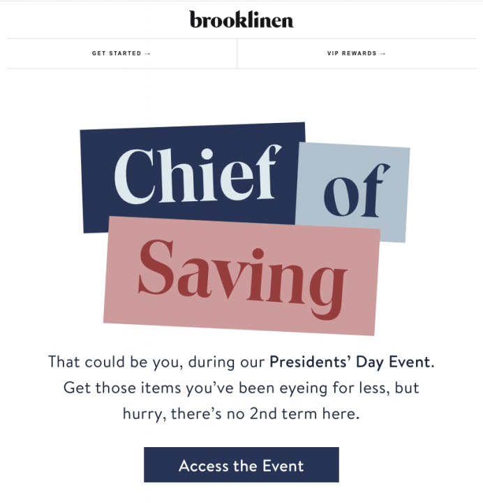 example of email newsletter design - Brooklinen