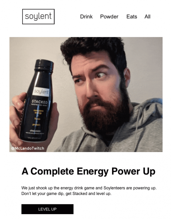 example of email newsletter design - Soylent