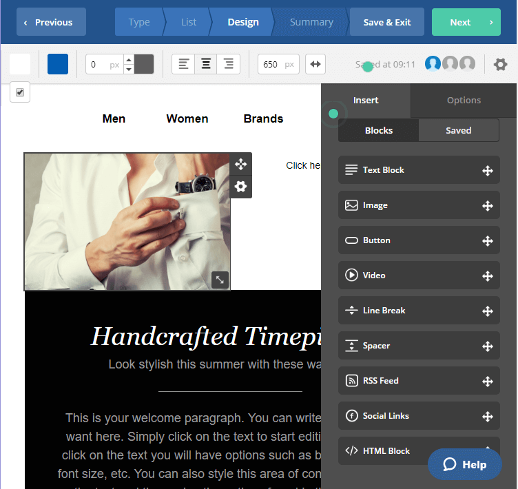 ActiveCampaign email editor