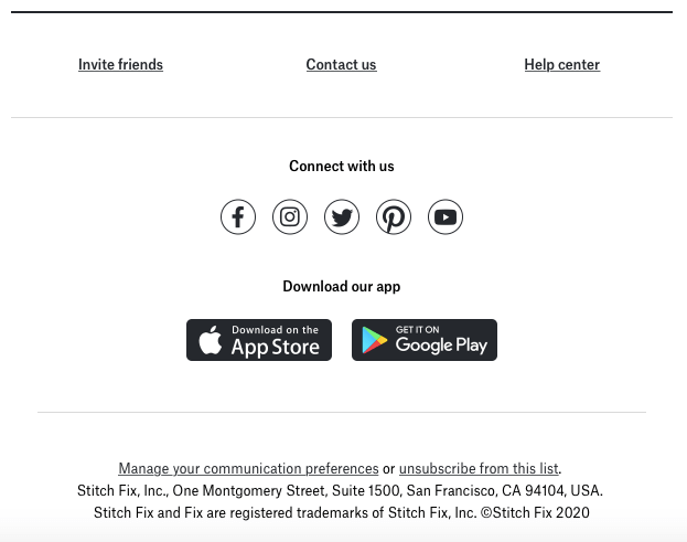 example of email newsletter design - Stitch Fix