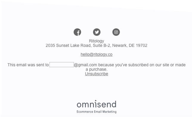 example of email newsletter design with Omnisend email footer