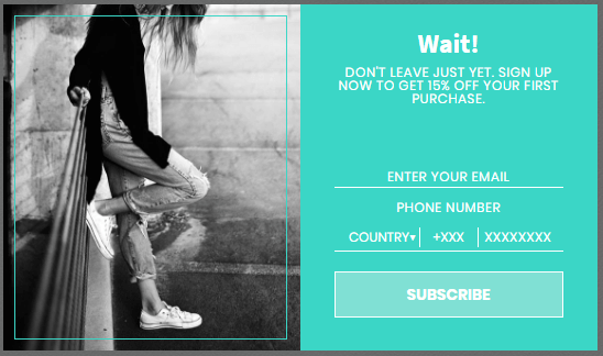 popup asking to leave personal details