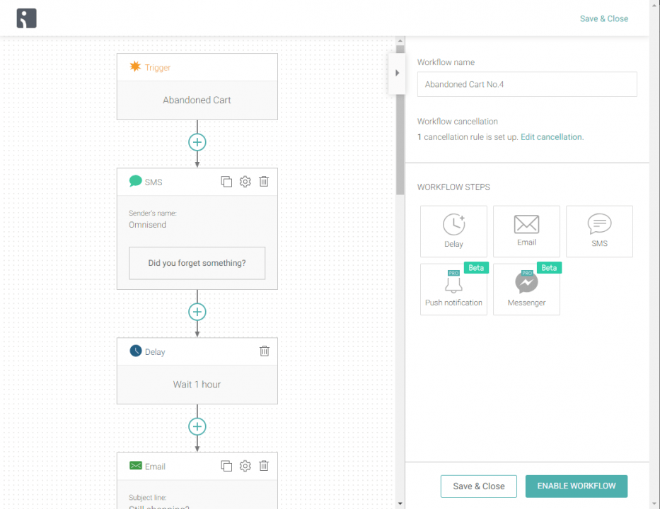 abandoned cart workflow steps