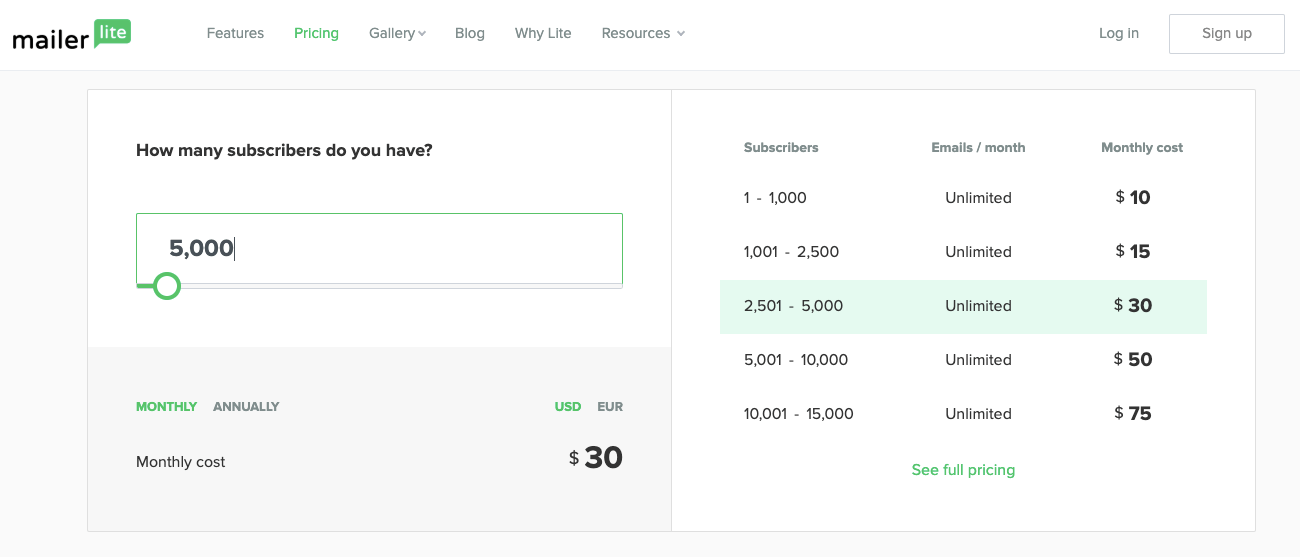 mailerlite-pricing-information