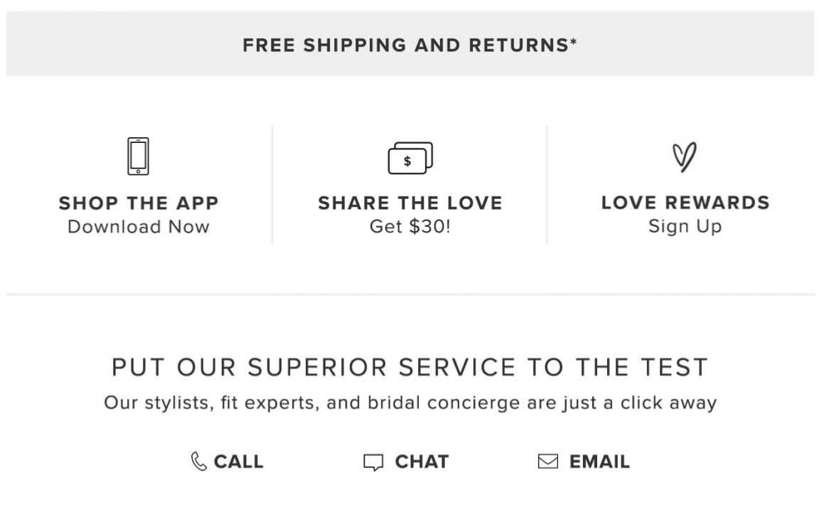 Ecommerce store promising free shipping and returns