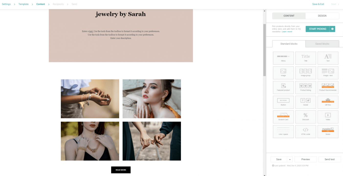 Omnisend email builder