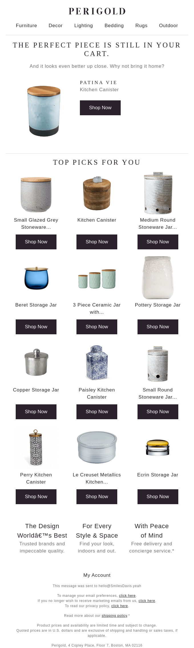 the kitchen canister is in your cart