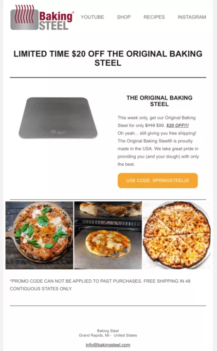Baking steel email