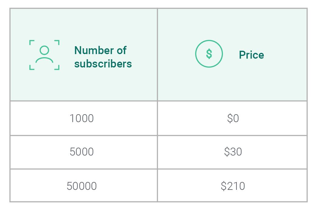 Mailerlite new pricing table