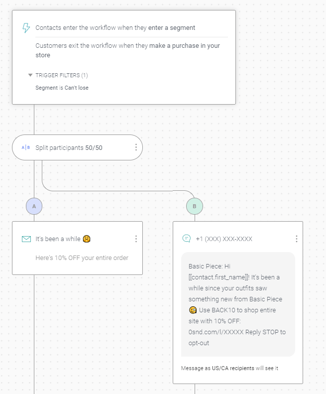 Email workflow on Omnisend