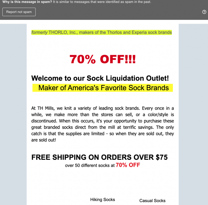 example of email that might be understood as spam