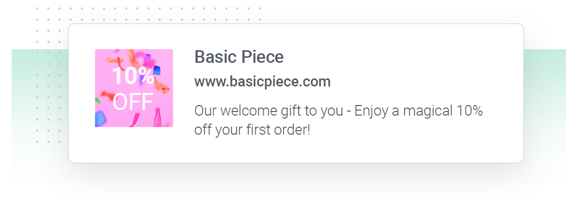 Web notification with welcome message
