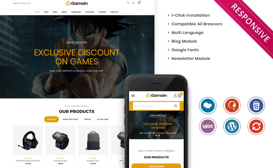 Gamein Woocommerce theme