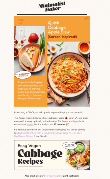 Minimalist Baker newsletter