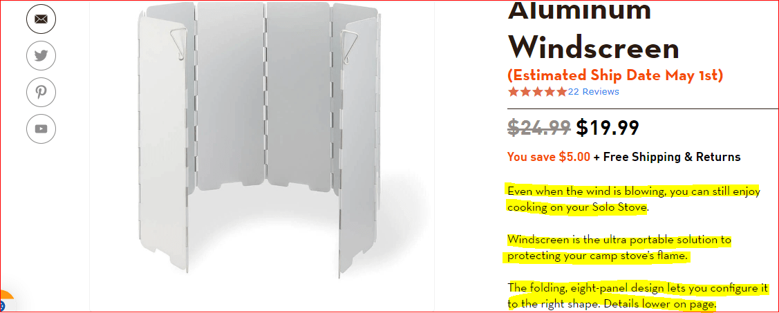 product page content