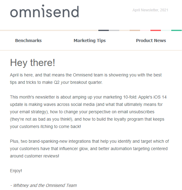 omnisend newsletter email send checklist