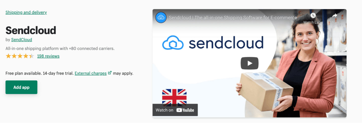 Sendcloud shipping plugin for shopify