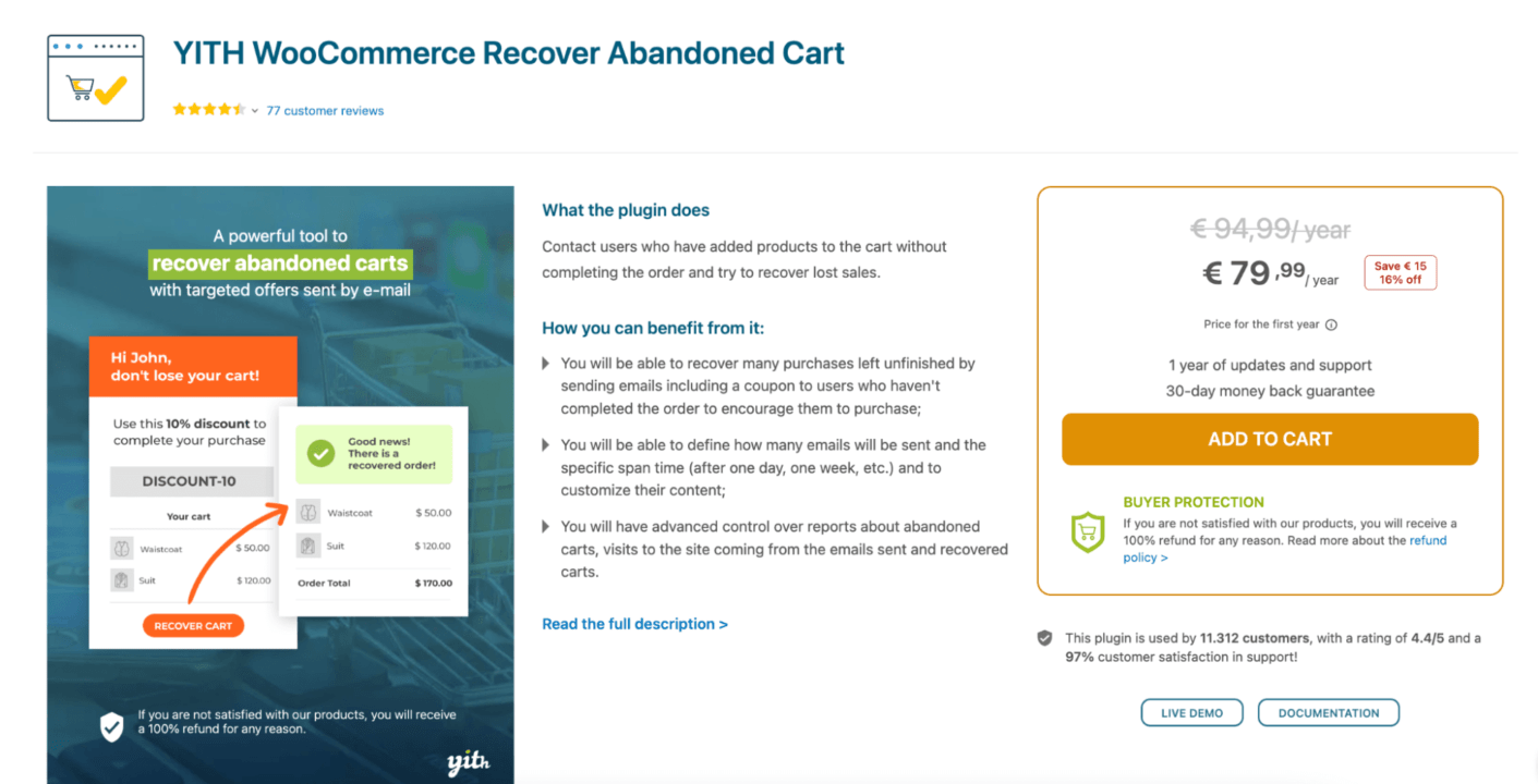woocommerce abandoned cart plugin: yith