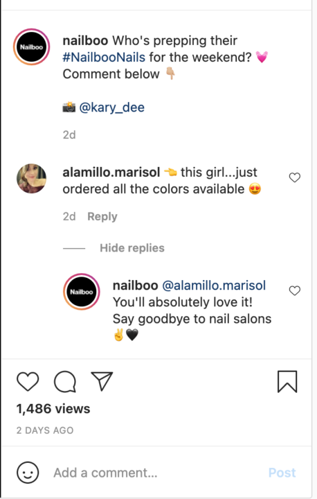 example of communication with customers on social media